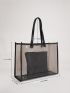 Transparent Shoulder Tote Bag With Inner Pouch Minimalist Contrast Binding PVC