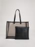 Transparent Shoulder Tote Bag With Inner Pouch Minimalist Contrast Binding PVC