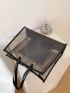 Transparent Shoulder Tote Bag With Inner Pouch Minimalist Contrast Binding PVC