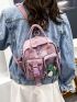 Mini Classic Backpack Clear Panel Cartoon Dinosaur Decor Double Handle Fashionable