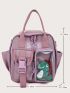 Mini Classic Backpack Clear Panel Cartoon Dinosaur Decor Double Handle Fashionable