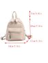 Mini Classic Backpack With Zipper Geometric Embossed White PU Preppy