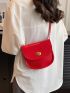 Mini Saddle Bag Twist Lock Flap Neon Red PU Funky