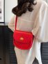 Mini Saddle Bag Twist Lock Flap Neon Red PU Funky