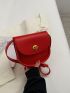 Mini Saddle Bag Twist Lock Flap Neon Red PU Funky