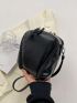 Mini Square Bag With Zipper Black PU Fashion