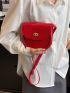 Mini Saddle Bag Twist Lock Flap Neon Red PU Funky