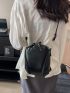 Mini Square Bag With Zipper Black PU Fashion