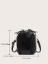 Mini Square Bag With Zipper Black PU Fashion