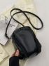 Mini Square Bag With Zipper Black PU Fashion