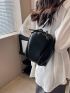 Mini Square Bag With Zipper Black PU Fashion