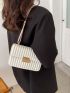 Quilted Detail Square Bag Flap Chain White PU Elegant