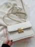 Quilted Detail Square Bag Flap Chain White PU Elegant