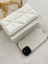 Mini Square Bag Geometric Embossed Flap Chain White PU Elegant