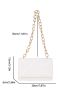 Mini Square Bag Geometric Embossed Flap Chain White PU Elegant