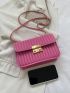 PU Square Bag Quilted Detail Flap Chain Pink Fashionable