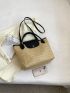 Two Tone Straw Bag Contrast Binding Double Handle Casual