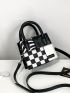 Mini Square Bag Geometric Pattern Double Handle PU Fashionable