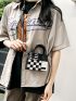 Mini Square Bag Geometric Pattern Double Handle PU Fashionable