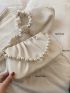 PU Ruched Bag Faux Pearl Beaded White PU Fashionable