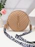 Mini Circle Bag Chevron Detail Tassel Decor PU Funky