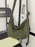 Canvas Hobo Bag Green Magnet Casual