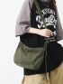 Canvas Hobo Bag Green Magnet Casual