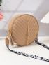 Mini Circle Bag Chevron Detail Tassel Decor PU Funky