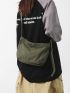 Canvas Hobo Bag Green Magnet Casual