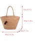 Oversized Straw Bag Pompom Decor Brown Vacation Beach Bag