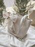 Vacation Straw Bag Bow Decor Double Handle