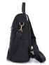 Studded Decor Classic Backpack Quilted Detail Black Fashionable