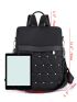 Studded Decor Classic Backpack Quilted Detail Black Fashionable