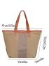 Contrast Binding Shopper Bag Nylon Striped Pattern