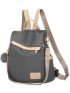 Patch Detail Classic Backpack Zip Front