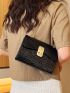 Mini Square Bag Crocodile Embossed Flap PU Twist Lock