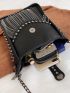 Mini Square Bag Studded & Fringe Decor PU