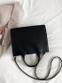 Letter Embossed Square Bag PU Black