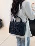 Letter Embossed Square Bag PU Black