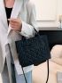 Letter Embossed Square Bag PU Black