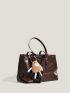 Brown Shoulder Tote Bag PU With Bag Charm