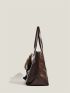 Brown Shoulder Tote Bag PU With Bag Charm