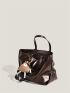 Brown Shoulder Tote Bag PU With Bag Charm