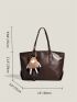 Brown Shoulder Tote Bag PU With Bag Charm