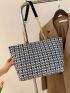 Geometric Pattern Shoulder Tote Bag Large Capacity Chain Polyester