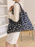 Oversized Shopper Bag Cartoon Pattern Contrast Binding