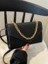 Small Square Bag Geometric Embossed Chain Decor Flap PU