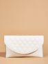Medium Envelope Bag Quilted Flap White Minimalist
