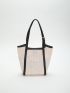 Contrast Binding Straw Bag Paper With Inner Pouch