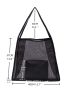 Black Beach Bag With Inner Pouch Vacation Double Handle For Summer